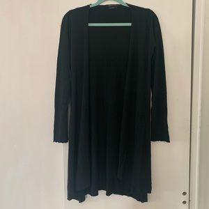 BCBGMAXAZRIA Long Black Open Front Duster